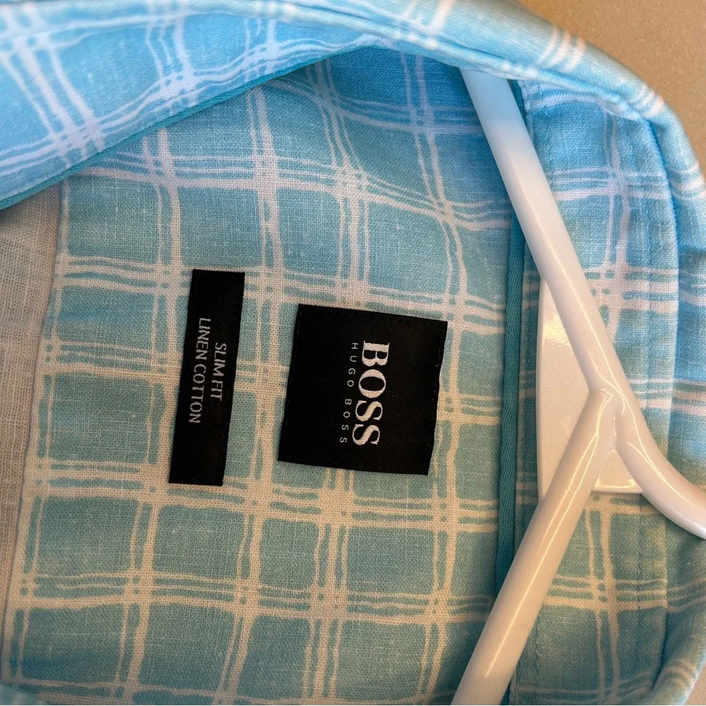 Hugo Boss Mens Aqua Slim Fit  Checkered Shirt
  Size S - Picture 8 of 10